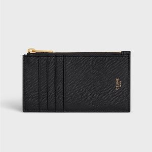 CELINE ZIPPED COMPACT CARD HOLDER ESSENTIALS IN GRAINED CALFSKIN